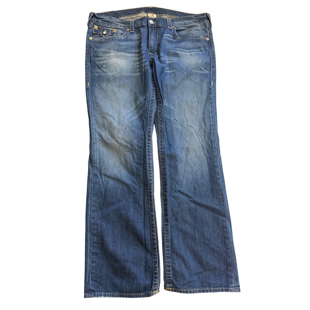 True Religion Jeans Mens 42 Blue  Straight Horseshoe Studded Denim